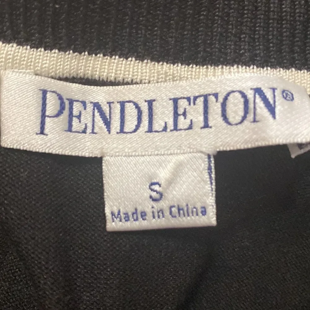 Pendleton button down sweater, black/white